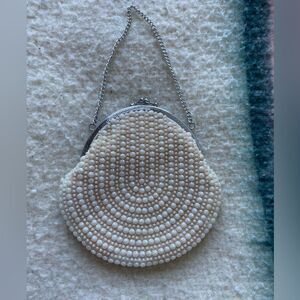 Vintage Cream Beaded Handbag